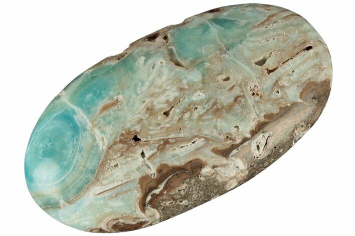 Polished Blue Caribbean Calcite Palm Stone #187878